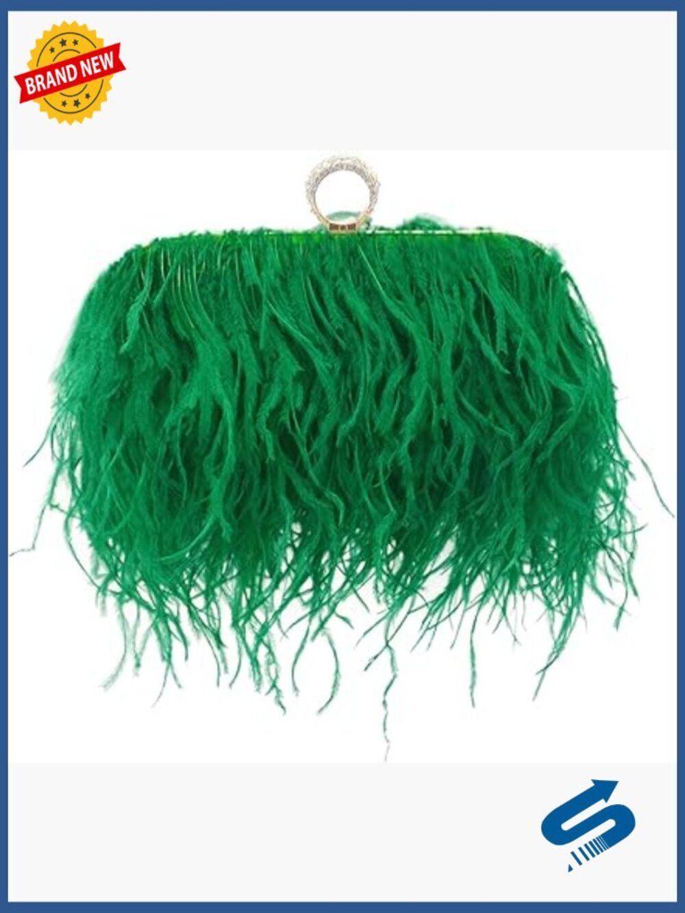 Evening Feather Clutch Purse Crossbody Shoulder Bag Handbag